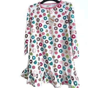 NWT Gymboree Soft Colorful Donut Print "Gymmies" Nightgown Pink Bow